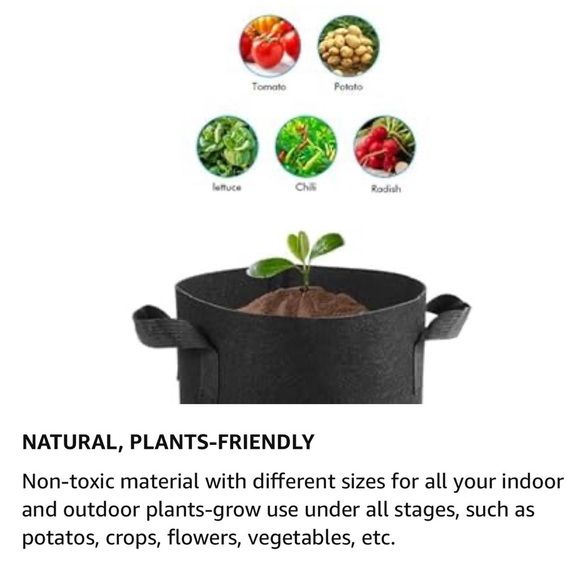 🇨🇦🆕Heavy Duty 7 Gallon Fabric Grow Bags 5 Pack with Pruning Snips - Picture 6 of 16